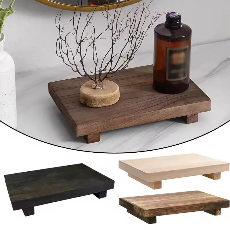 Elevated Wood Pedestal Tray
